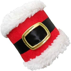 Bracelet de Père Noël en velours rouge avec bordure en peluche et boucle de ceinture