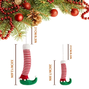 Detailed size specifications for Christmas elf leg ornaments in large and small versions