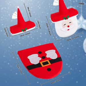 Kerstman toiletset met tankdeksel en mat in rood en wit feestelijk ontwerp voor kerst