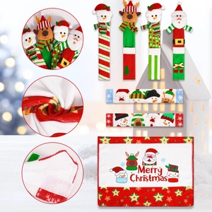 Set de decoración navideña con motivos de Papá Noel y renos para un ambiente festivo