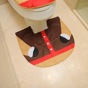 3-piece Christmas elk toilet cover and rug set with reindeer design bathroom decor