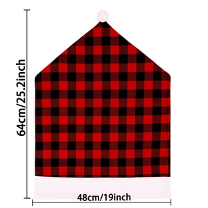 Detailed dimensions of 64x48cm for the red and black buffalo plaid Christmas chair cover