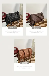 Detailed comparison of vintage leather messenger bags in black, cocoa, and cinnamon colors