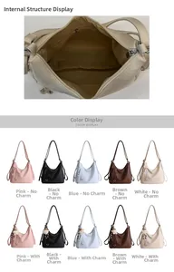 Detail view of spacious inner compartments and zipper pockets in a vintage tote backpack