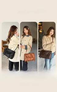 Detailed comparison of vintage messenger bags in black, brown and dark coffee colors
