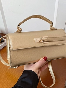 Sac Carré Vintage en Cuir PU pour Femme Style Haut de Gamme Sac à Main Avec Serrure Rotative en Métal Doré Bandoulière