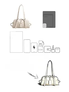 Large capacity off-white Boston bag showing interior space for phone, wallet and essentials