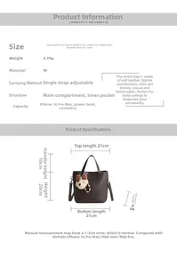 Tableau des tailles détaillé du sac seau en cuir PU marron avec mesures précises