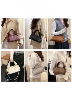 Detailed six-color leather pleated cloud bags showing multiple crossbody and handbag styles