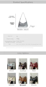 Guide des tailles détaillé et spécifications pour sac sous le bras en cuir ciré vintage