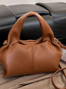 French Style Women PU Leather Cloud Handbag Fashion Pleated Crossbody Bag Casual Ruched Shoulder Bag For Daily Commuting