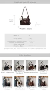 Detailed size specifications for a large PU leather backpack showing 29x30x9cm dimensions