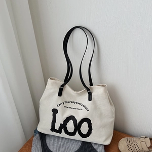 Vintage Γυναικεία Τσάντα Tote Μεγάλης Χωρητικότητας από Καμβά Ντένιμ Με Γράμματα Σύνδεση Τσάντα Ώμου για Μετακίνηση Σχολείο Καθημερινή