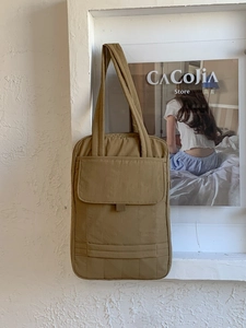 Khaki quilted crossbody bag with multiple pockets and large capacity for women