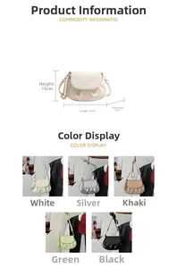 Tableau des tailles et variantes de couleurs pour le sac bandoulière en similicuir