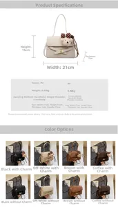 Detailed size chart and specifications for the minimalist PU leather crossbody bag