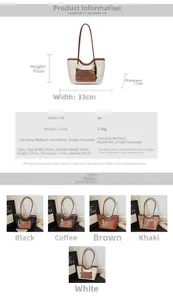 Guida alle taglie per borsa tote in PU 33x17x11cm e cinque diverse opzioni di colore