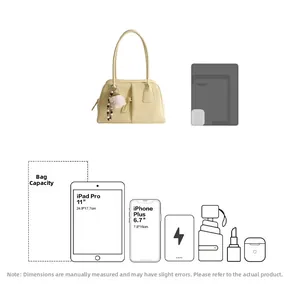 Large capacity tote bag capacity display with iPad Pro and iPhone for scale reference