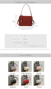 Detailed size chart and dimensions of the stylish retro PU leather crossbody shoulder bag