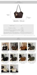 Detailed size chart and multi-color collection of large capacity PU leather tote bags