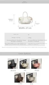 Tableau des tailles et spécifications du sac seau minimaliste en cuir PU pour femmes