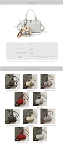 Detailed size specifications and material chart for small Boston style crossbody bag