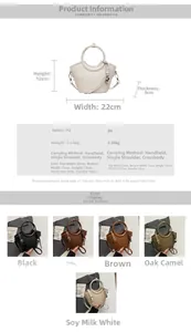 Tableau des tailles détaillé pour le mini sac seau en cuir PU avec bandoulière réglable