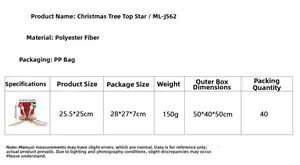 Size chart showing 25.5x25cm dimensions for Christmas tree topper with elf leg design