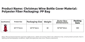 Detail specifications of Christmas wine bottle cover with red plush and paw print pattern