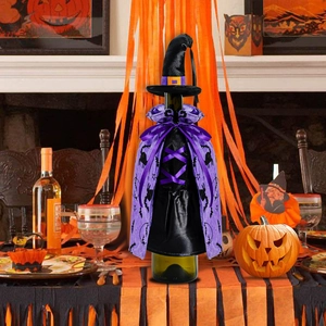 Halloween Wine Bottle Cover Decoration Wizard Witch Cloak Hat Gnome Vampire Set For Festive Party Table Ornament Gifts