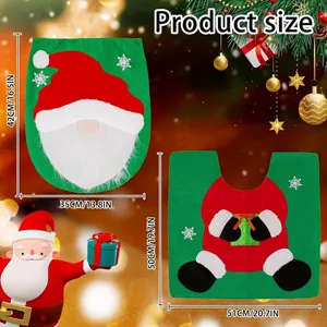 Christmas toilet seat cover and U-shaped rug set with product size dimensions