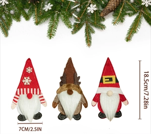 Trois porte-couverts gnomes de Noël avec mesures de 18,5 cm de hauteur et 7 cm de largeur