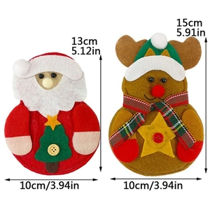 Christmas felt cutlery holders featuring Santa and Reindeer designs with dimensions