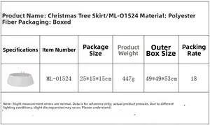 Vertikal gestreifter elfenbeinfarbener Weihnachtsbaumrock aus strapazierfähigem Polyester