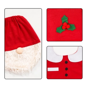 Ensemble de Noël trois pièces avec barbe de Père Noël et détails de houx rouges