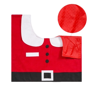 Ensemble de 3 tapis de bain Père Noël rouge avec envers antidérapant pour WC