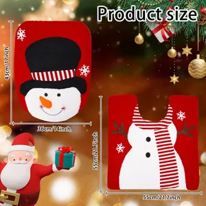 Size chart for snowman toilet cover and U-shaped mat with detailed measurements