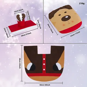 Size chart showing dimensions for 3-piece Reindeer toilet set with mat and covers