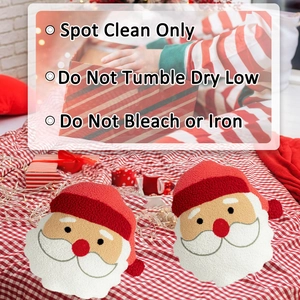 Set of two Santa Claus plush pillows in soft sherpa fleece for Christmas home decor