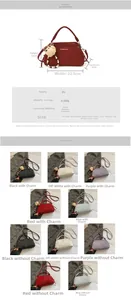 Detailed size chart and multi-color options for the PU leather fashion crossbody bag
