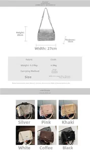 Tableau des tailles et options de couleurs pour sac cabas texturé avec chaîne