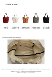 Details von Canvas-Einkaufstasche in fünf Farben mit Cargo-Taschen und Reißverschlussfach