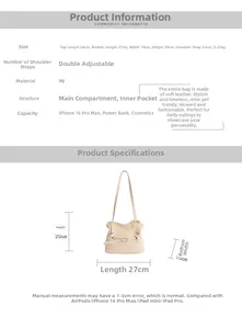 Tableau des tailles détaillé pour sac fourre-tout beige PU dimensions 27x20x10cm