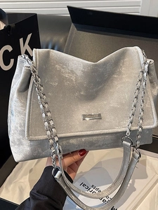 Sac à Bandoulière Vintage en Cuir PU avec Chaîne pour Femmes Sacoche à Rabat Mat Mode Sac Messager de Grande Capacité
