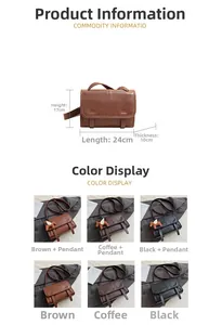 Detailed size specifications of the minimalist leather shoulder bag in multiple colors