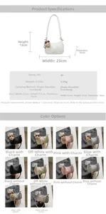Detailed dimension guide and color matrix for the vintage PU leather dumpling bag