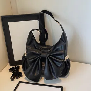 Vintage Bow Large Capacity Shoulder Bag With Lace Trim PU Leather Hobo Crossbody Bag For Women Fashion Commute Handbag