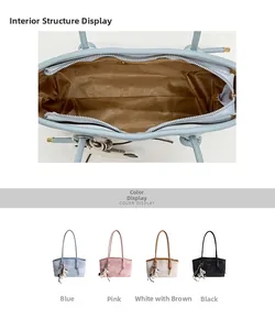 Structure interne et grande capacité du sac fourre-tout avec fermeture éclair et charm