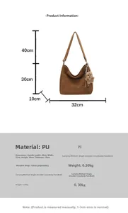 Guide des tailles détaillé pour le grand sac fourre-tout en cuir PU avec dimensions