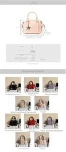 Detailed sizing chart and material specifications for the PU leather bowling bag